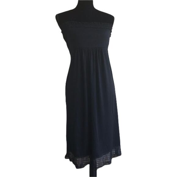 Maternal America Womens Dress Sz S Black Strapless Mesh Lace Trim Maternity - Picture 1 of 7